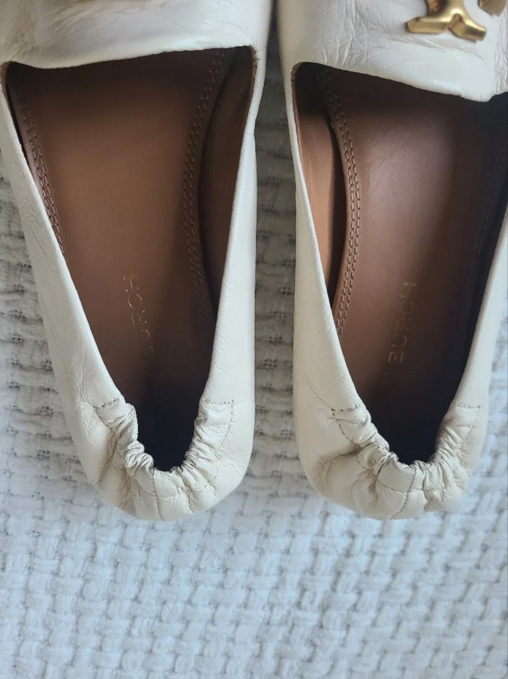 Tory Burch Women's Cream Leather Eleanor Loafers Size 10